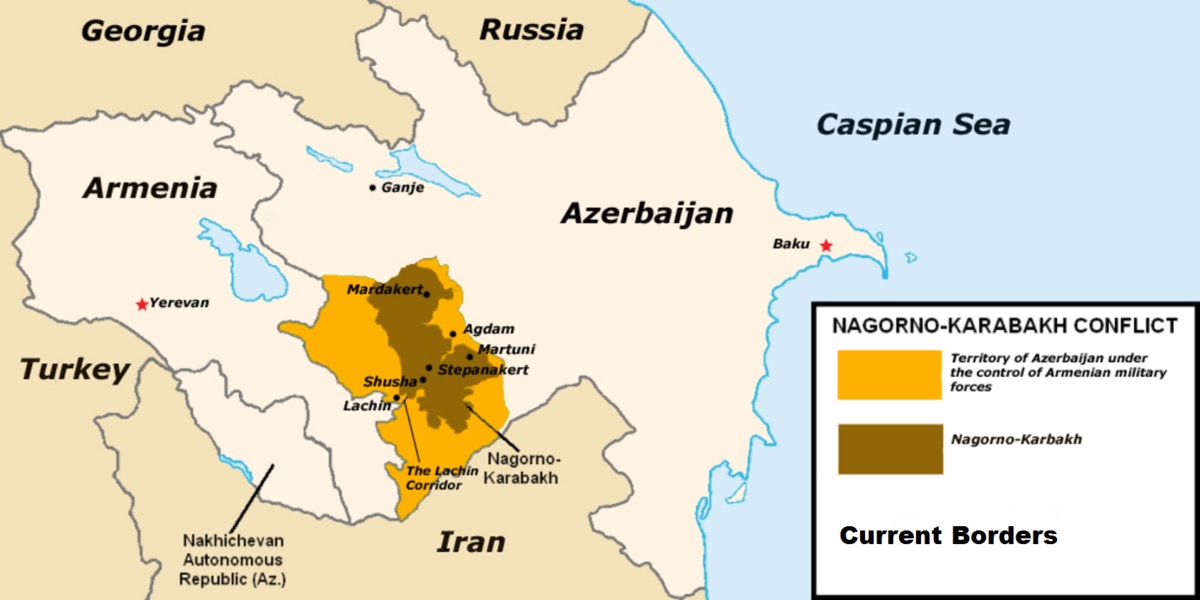 Nagorno Karabakh CC BY-SA Kart fra Wikimedia av Golden.