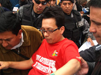 Studentlederen Marcelo Rivera i sultestreik. 