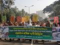 Tekstilarbeidere i protestmarsj i Bangladesh den 14. januar 2013.