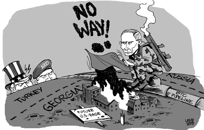Tegneren Latuff har denne kommentaren til krigen i Kaukasus.